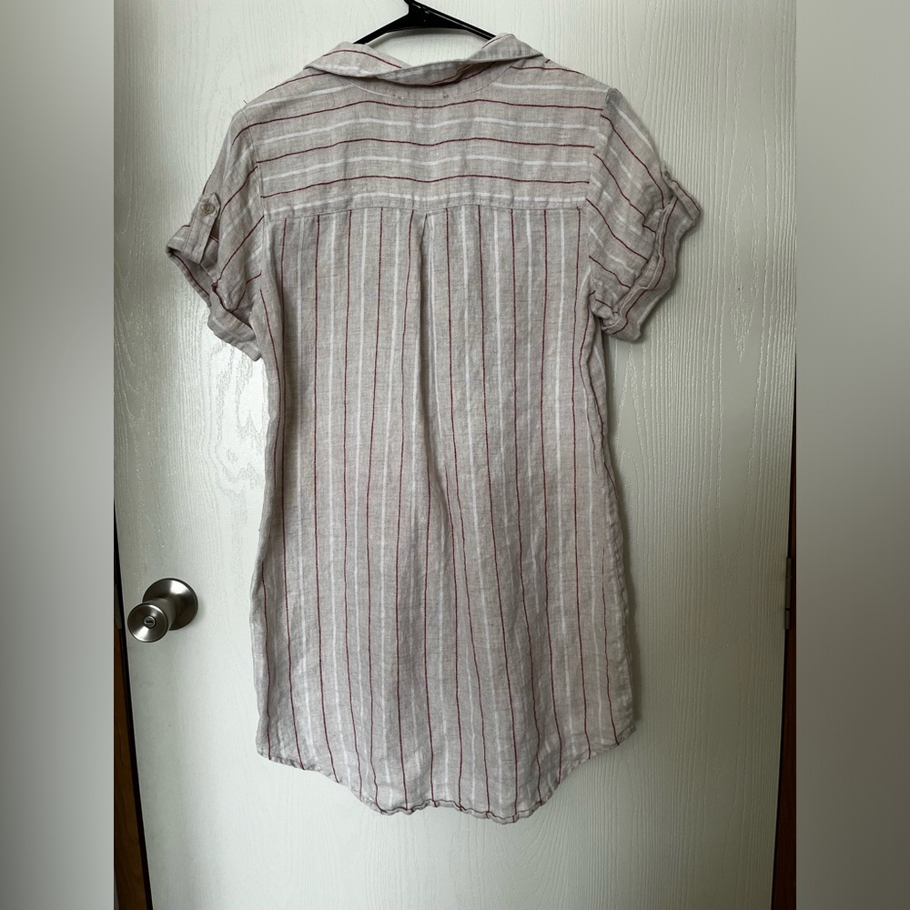 Maven West Short sleeve khaki Linen Shirt Dress Size Small - Picture 7 of 7